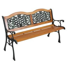 49" Garden Bench Outdoor Patio Park Chair Furniture Hardwood Slats Cast Iron Frame 49" Garden Bench Outdoor Patio Park Chair Furniture Hardwood Slats Cast Iron Frame